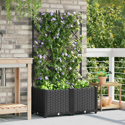 Trädgårdsspaljé Odlingslåda PP Svart 2 pcs Svart 80 x 40 x 143 cm Plast