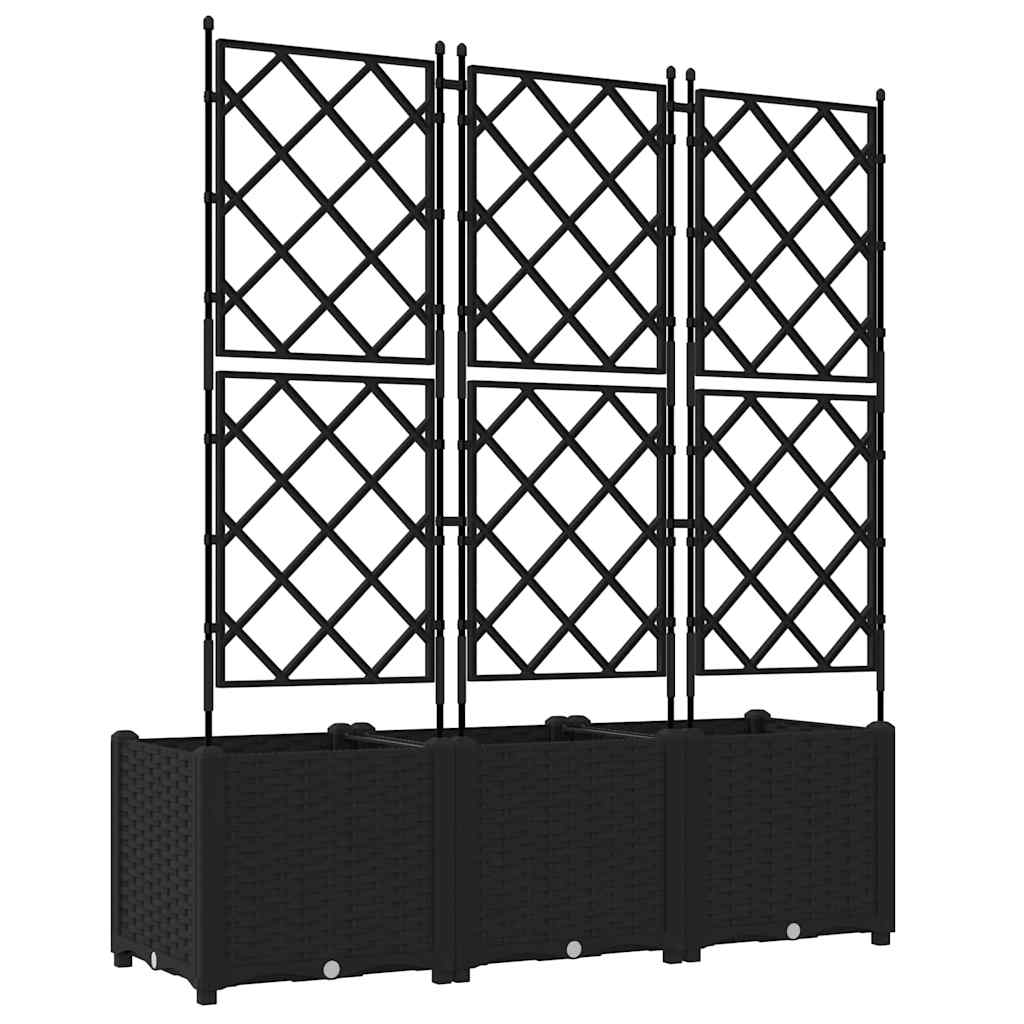 Trädgårdsspaljé Odlingslåda PP Svart 3 pcs 120 x 40 x 143 cm