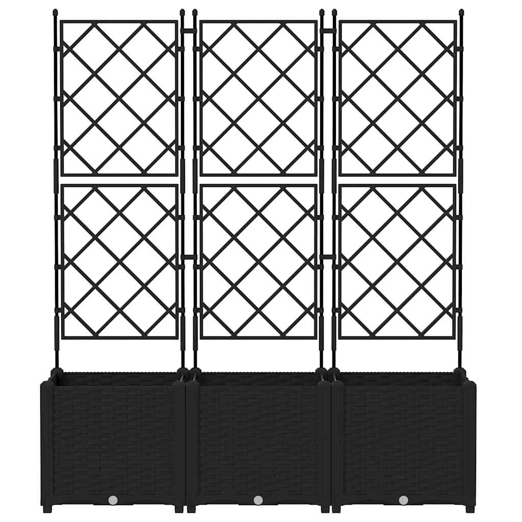 Trädgårdsspaljé Odlingslåda PP Svart 3 pcs 120 x 40 x 143 cm