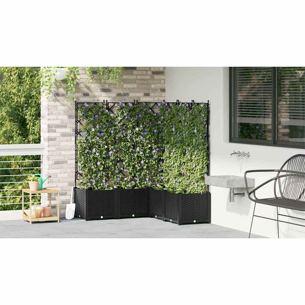Trädgårdsspaljé Odlingslåda PP Svart 5 pcs 120 x 120 x 143 cm
