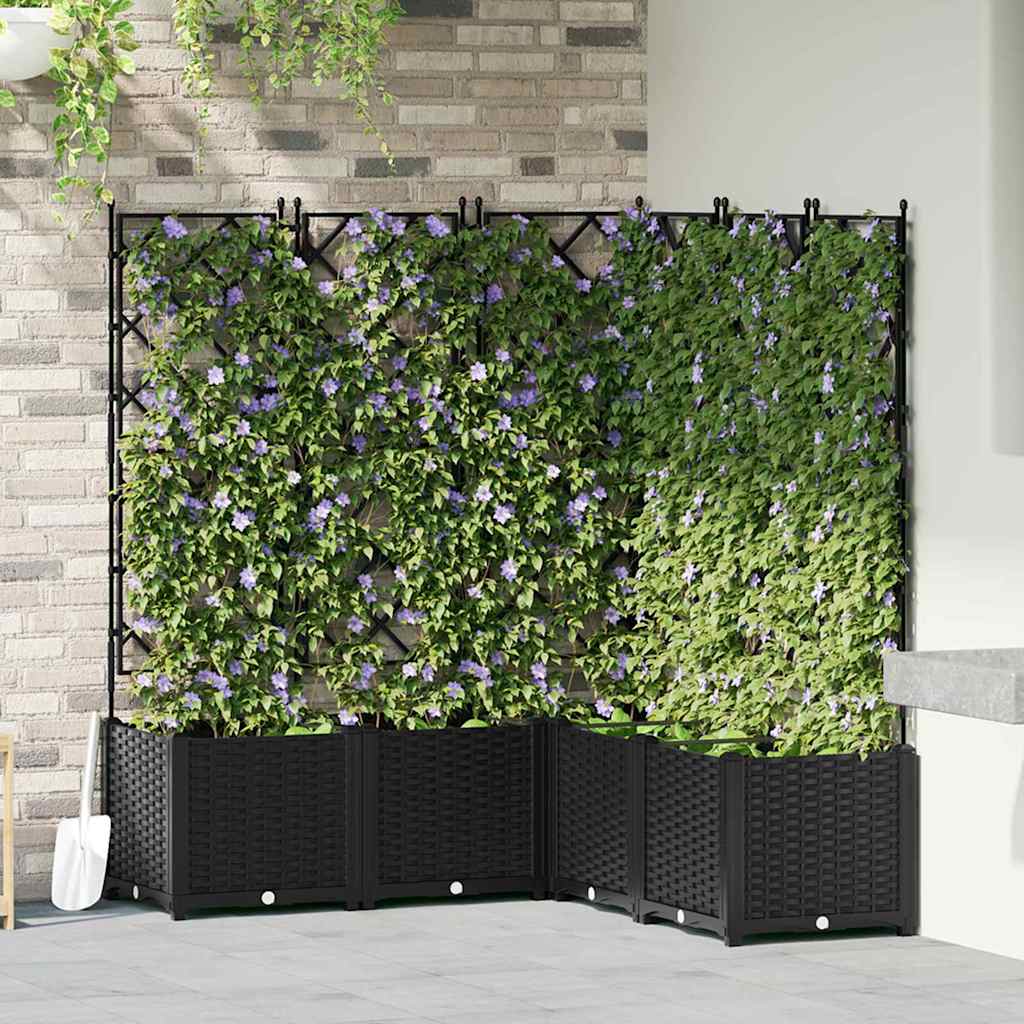Trädgårdsspaljé Odlingslåda PP Svart 5 pcs 120 x 120 x 143 cm