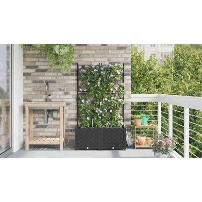 Trädgårdsspaljé Odlingslåda PP Svart 2 pcs Svart 80 x 40 x 142 cm