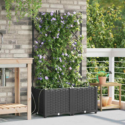 Trädgårdsspaljé Odlingslåda PP Svart 2 pcs Svart 80 x 40 x 142 cm