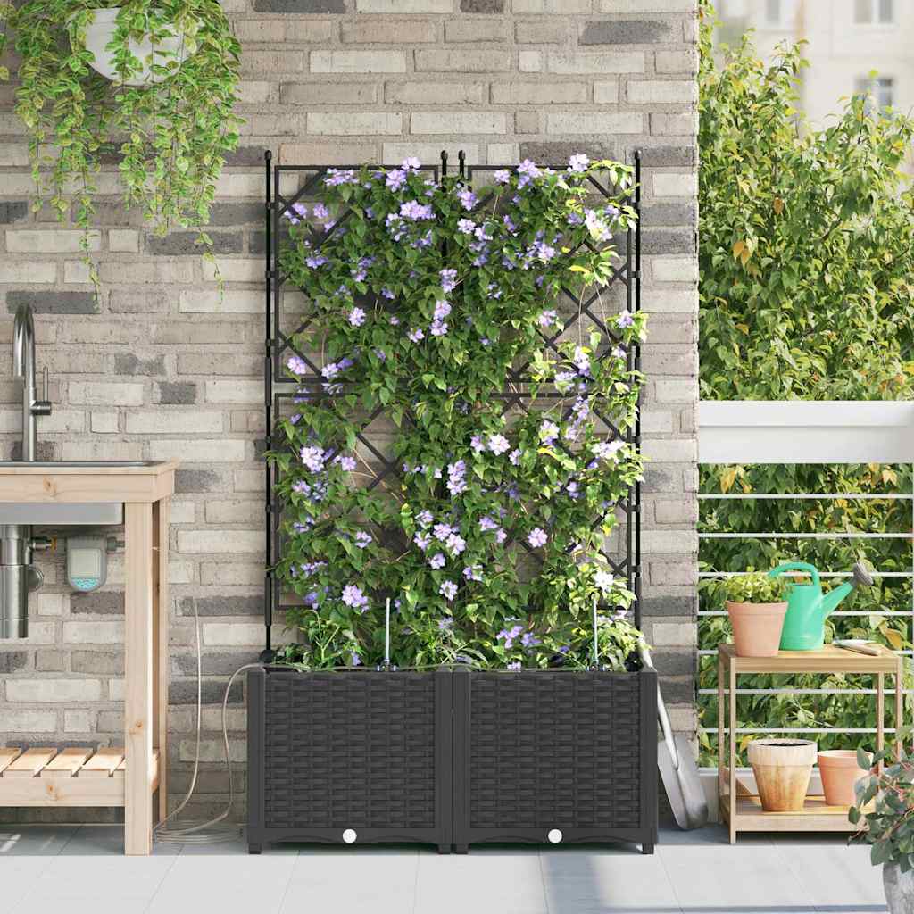 Trädgårdsspaljé Odlingslåda PP Svart 2 pcs Svart 80 x 40 x 142 cm