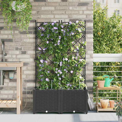 Trädgårdsspaljé Odlingslåda PP Svart 2 pcs Svart 80 x 40 x 142 cm