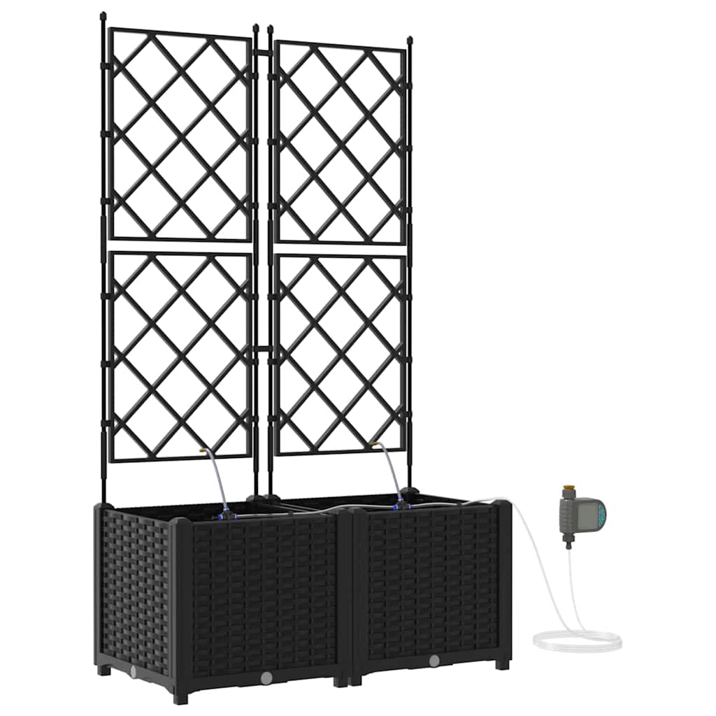 Trädgårdsspaljé Odlingslåda PP Svart 2 pcs Svart 80 x 40 x 142 cm