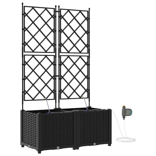 Trädgårdsspaljé Odlingslåda PP Svart 2 pcs Svart 80 x 40 x 142 cm