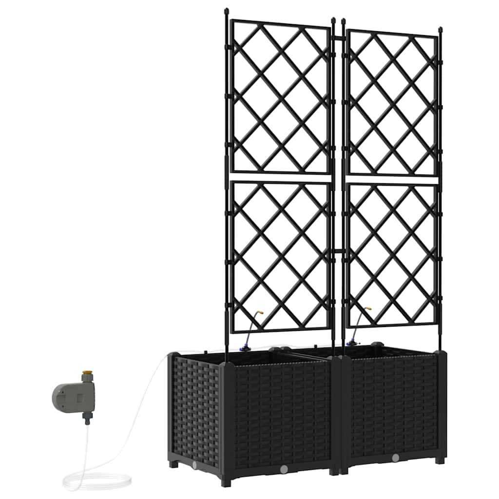 Trädgårdsspaljé Odlingslåda PP Svart 2 pcs Svart 80 x 40 x 142 cm