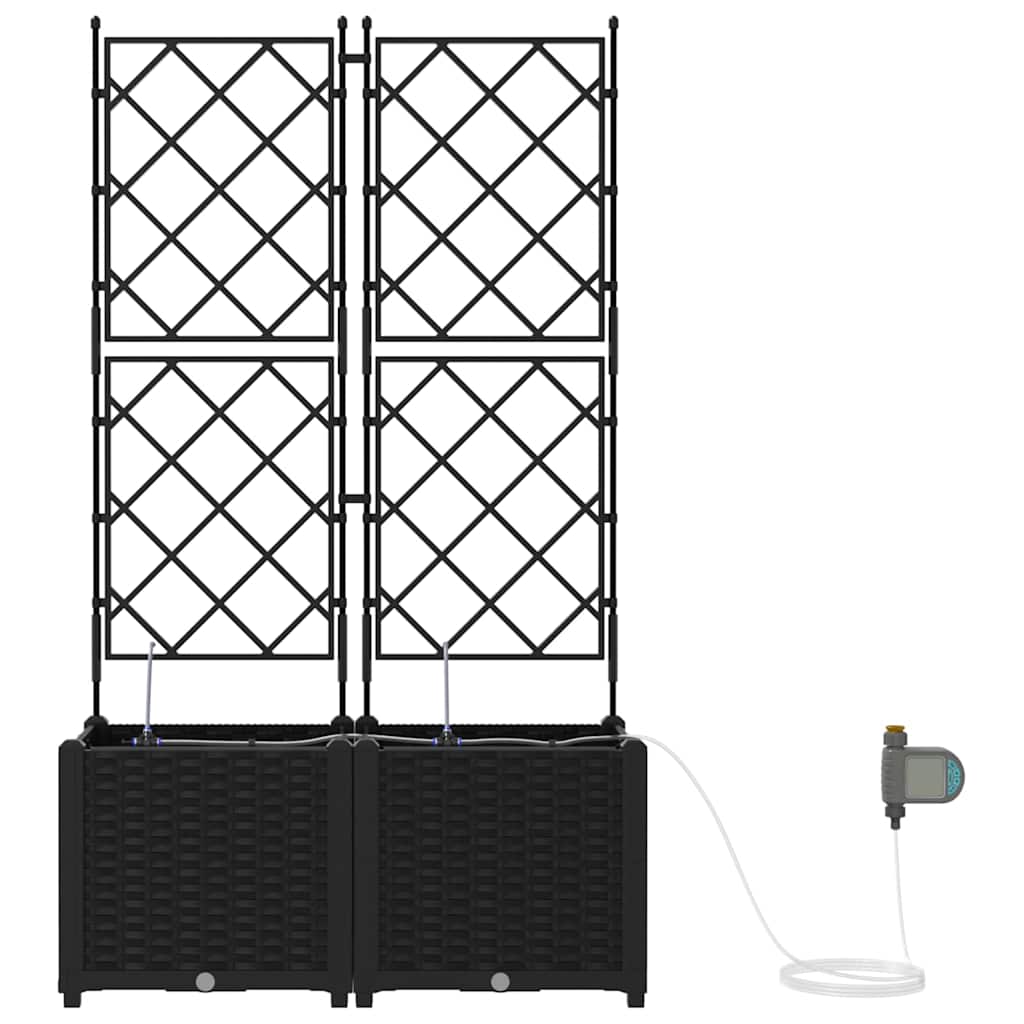 Trädgårdsspaljé Odlingslåda PP Svart 2 pcs Svart 80 x 40 x 142 cm