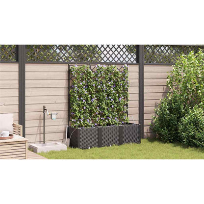 Trädgårdsspaljé Odlingslåda PP Svart 3 pcs 120 x 40 x 142 cm