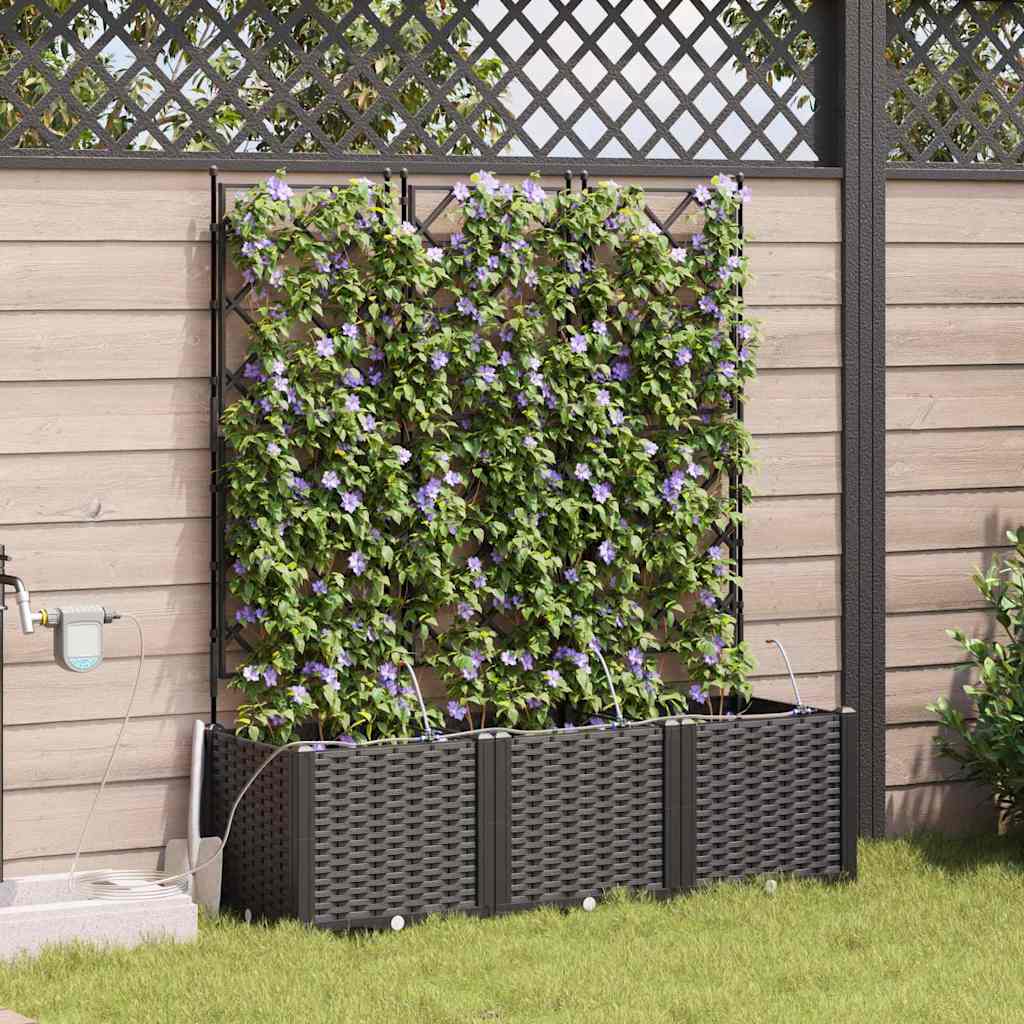 Trädgårdsspaljé Odlingslåda PP Svart 3 pcs 120 x 40 x 142 cm