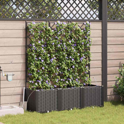 Trädgårdsspaljé Odlingslåda PP Svart 3 pcs 120 x 40 x 142 cm