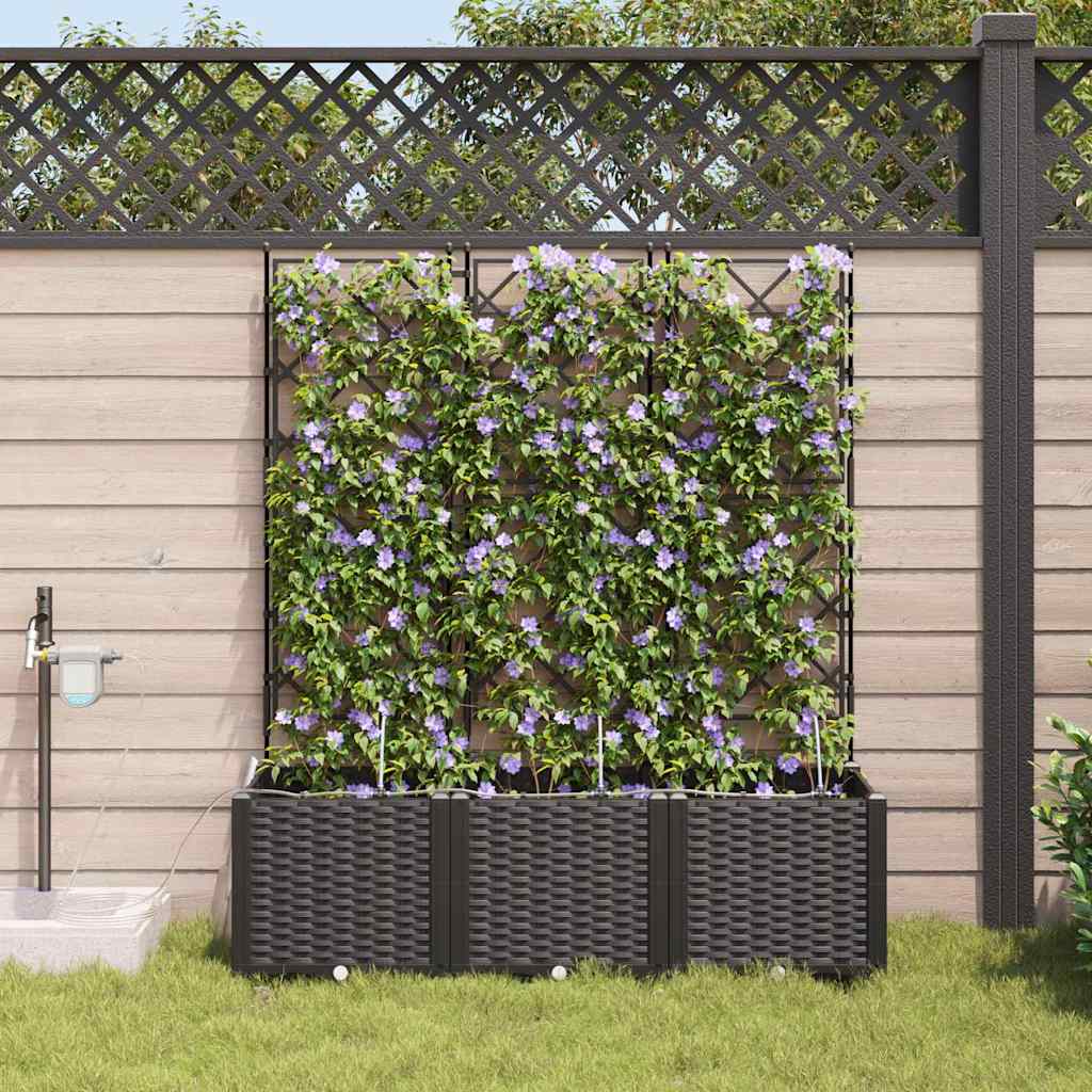 Trädgårdsspaljé Odlingslåda PP Svart 3 pcs 120 x 40 x 142 cm