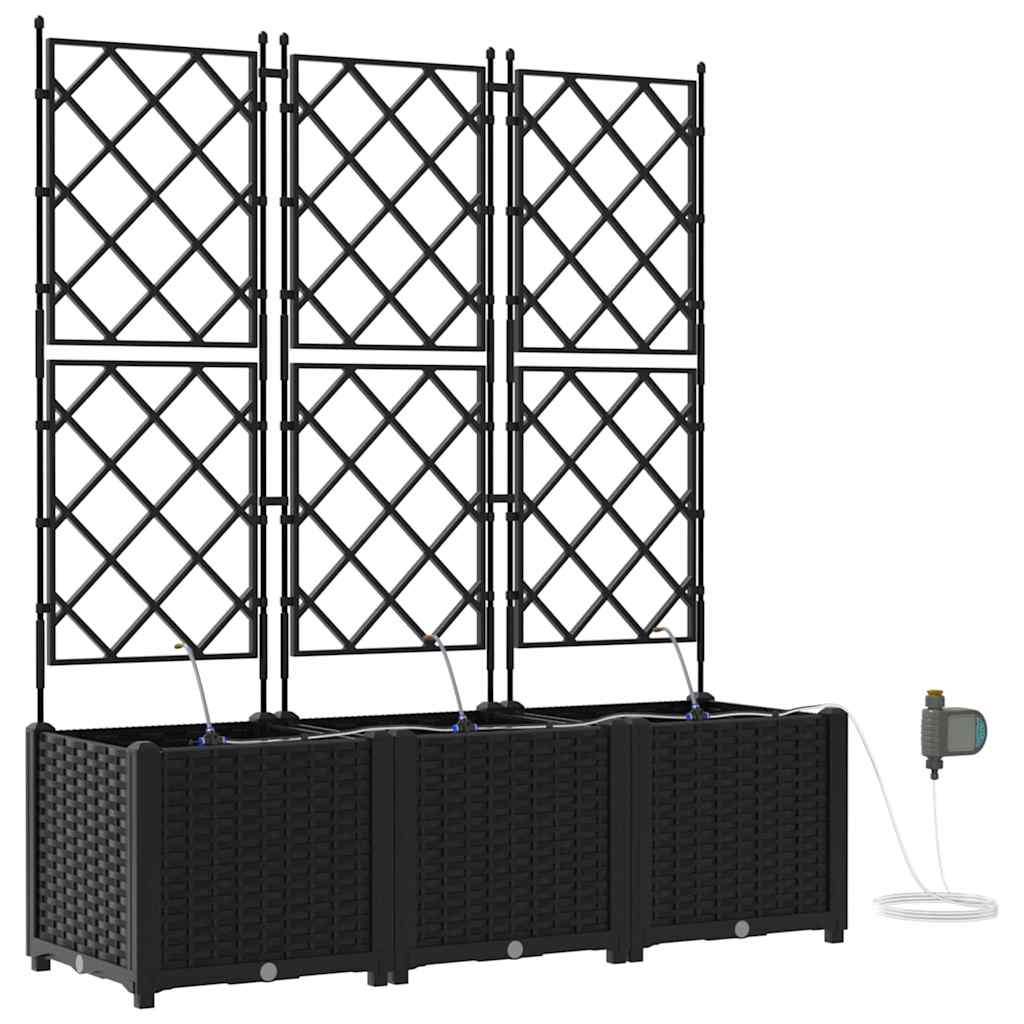 Trädgårdsspaljé Odlingslåda PP Svart 3 pcs 120 x 40 x 142 cm