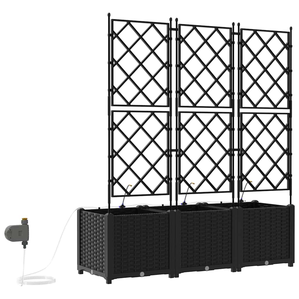 Trädgårdsspaljé Odlingslåda PP Svart 3 pcs 120 x 40 x 142 cm
