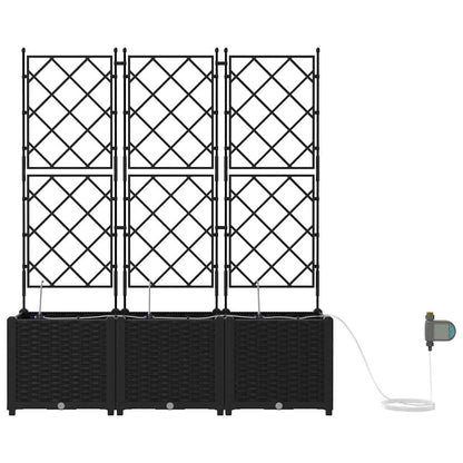 Trädgårdsspaljé Odlingslåda PP Svart 3 pcs 120 x 40 x 142 cm