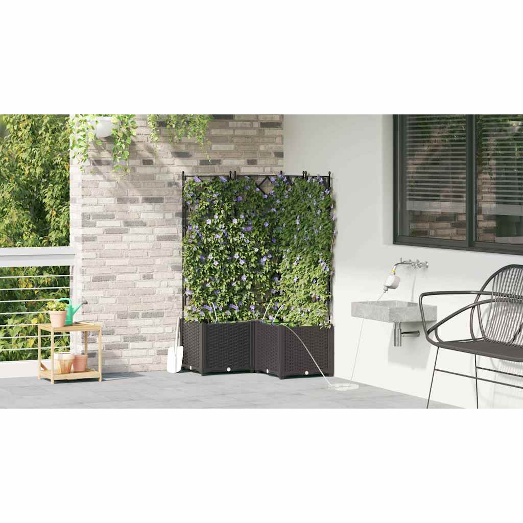Trädgårdsspaljé Odlingslåda PP Svart 3 pcs 80 x 80 x 142 cm
