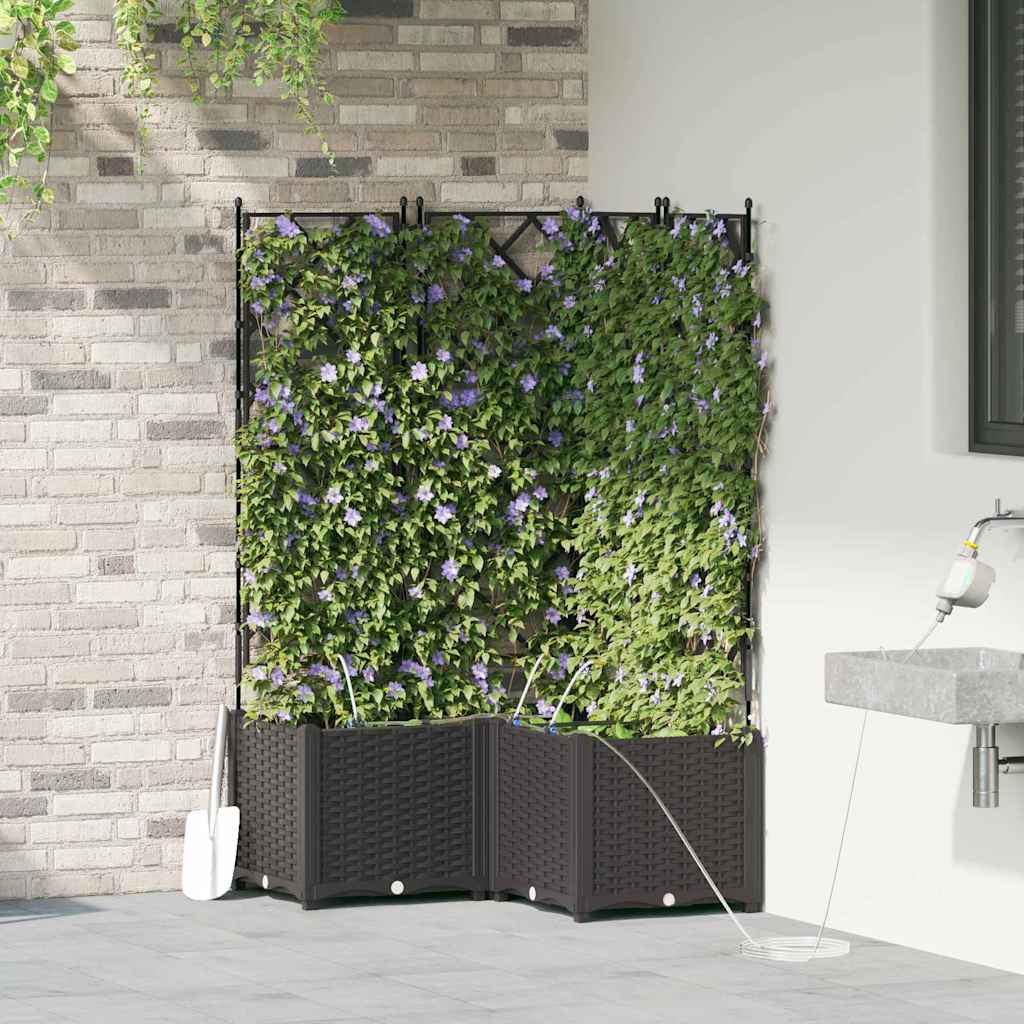 Trädgårdsspaljé Odlingslåda PP Svart 3 pcs 80 x 80 x 142 cm