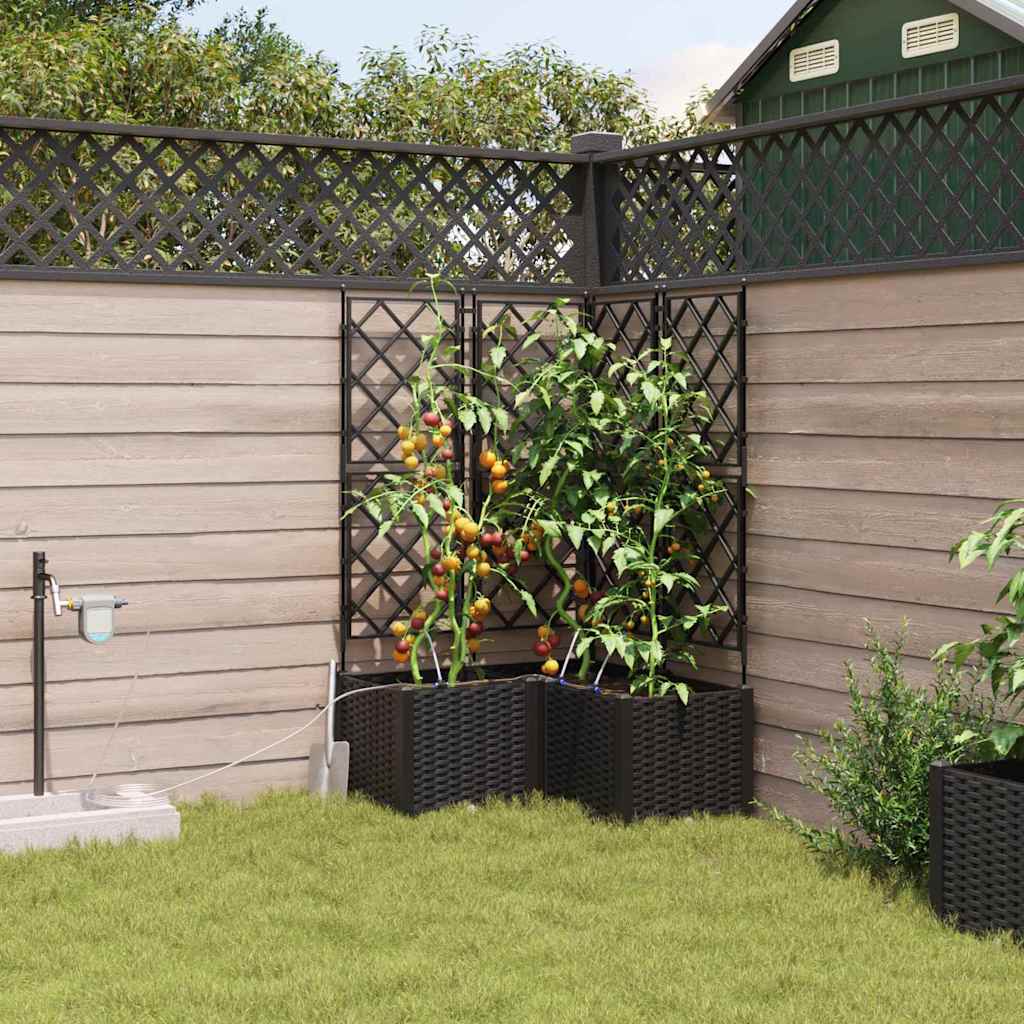 Trädgårdsspaljé Odlingslåda PP Svart 3 pcs 80 x 80 x 142 cm