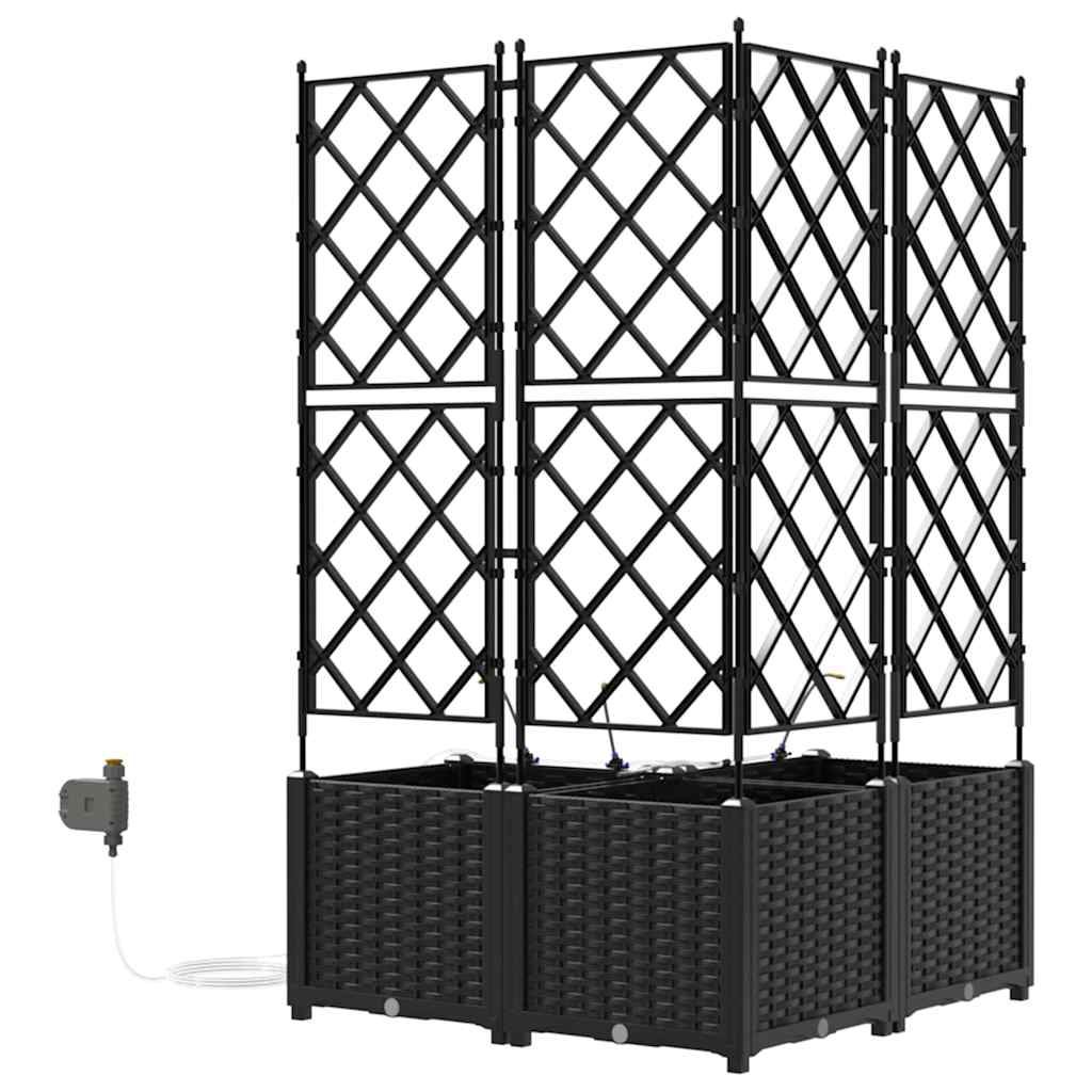 Trädgårdsspaljé Odlingslåda PP Svart 3 pcs 80 x 80 x 142 cm