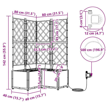 Trädgårdsspaljé Odlingslåda PP Svart 3 pcs 80 x 80 x 142 cm