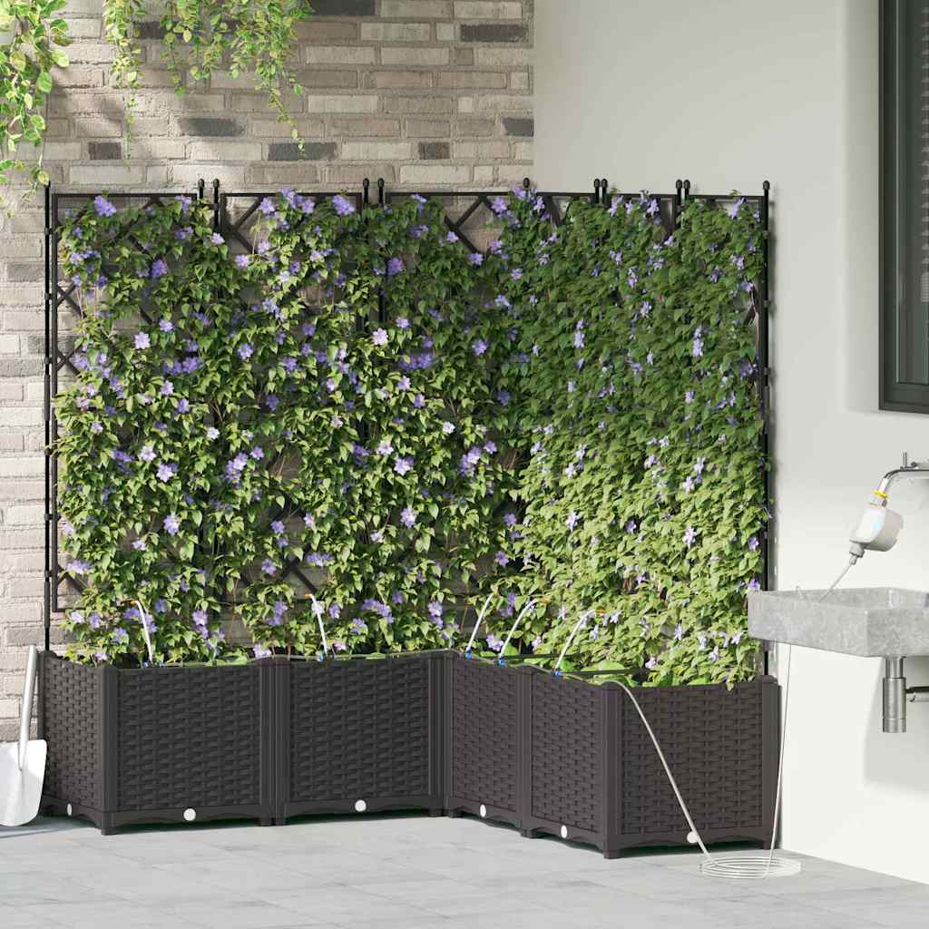 Trädgårdsspaljé Odlingslåda PP Svart 5 pcs 120 x 120 x 142 cm