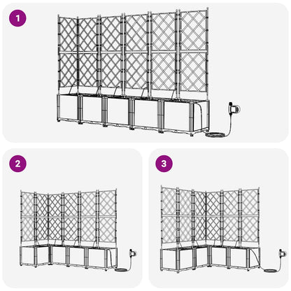 Trädgårdsspaljé Odlingslåda PP Svart 5 pcs 120 x 120 x 142 cm