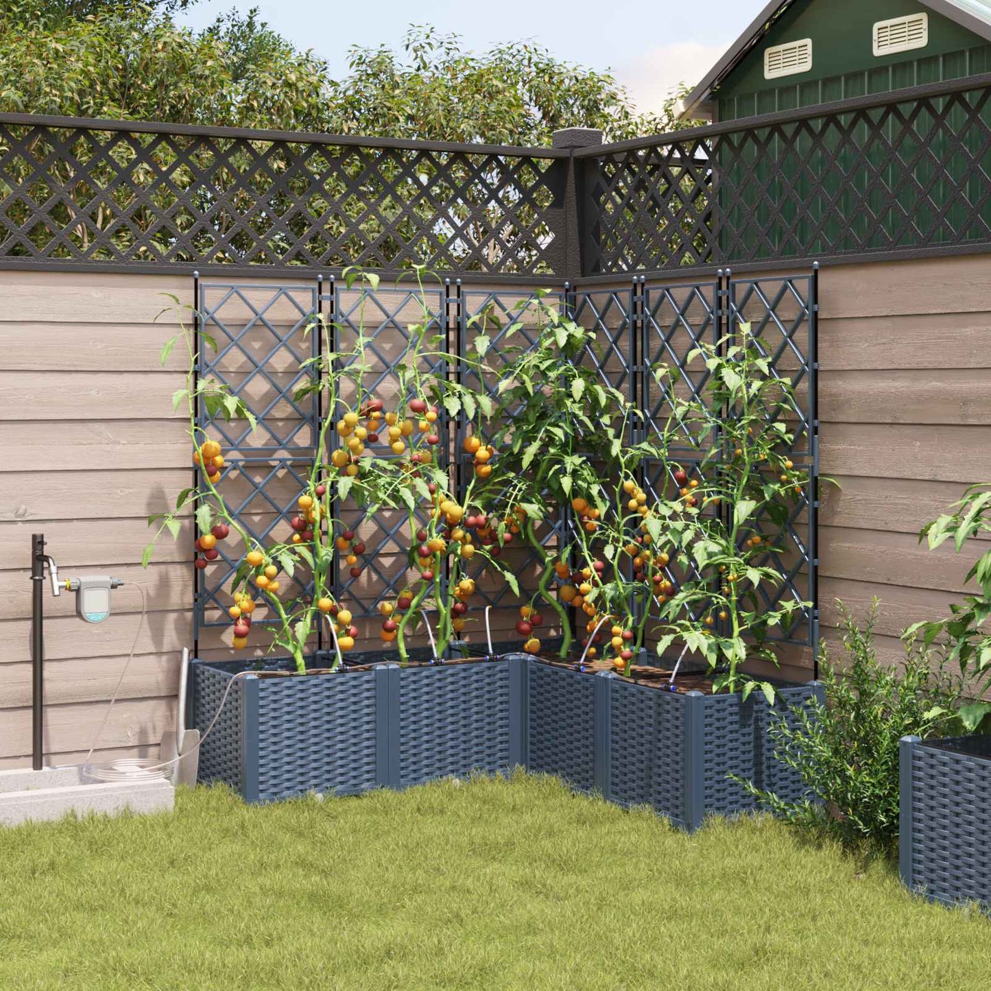 Trädgårdsspaljé Odlingslåda PP Grå 3 pcs 120 x 40 x 143 cm