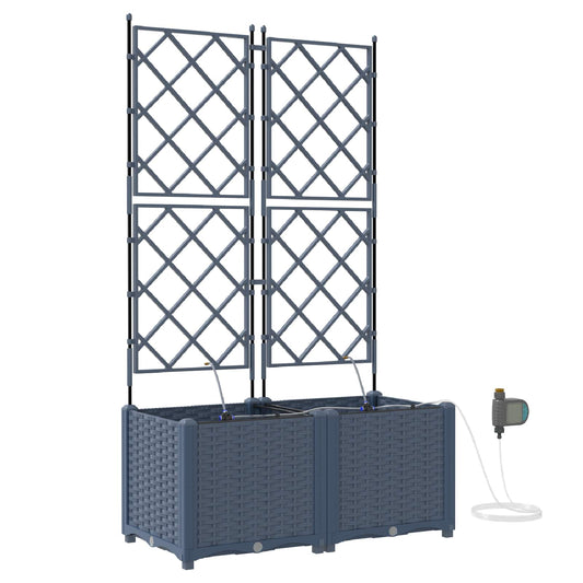 Trädgårdsspaljé Odlingslåda PP Grå 2 pcs 80 x 40 x 142 cm