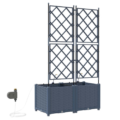 Trädgårdsspaljé Odlingslåda PP Grå 2 pcs 80 x 40 x 142 cm