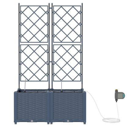 Trädgårdsspaljé Odlingslåda PP Grå 2 pcs 80 x 40 x 142 cm
