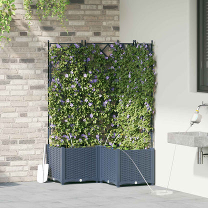 Trädgårdsspaljé Odlingslåda PP Grå 3 pcs 80 x 80 x 142 cm