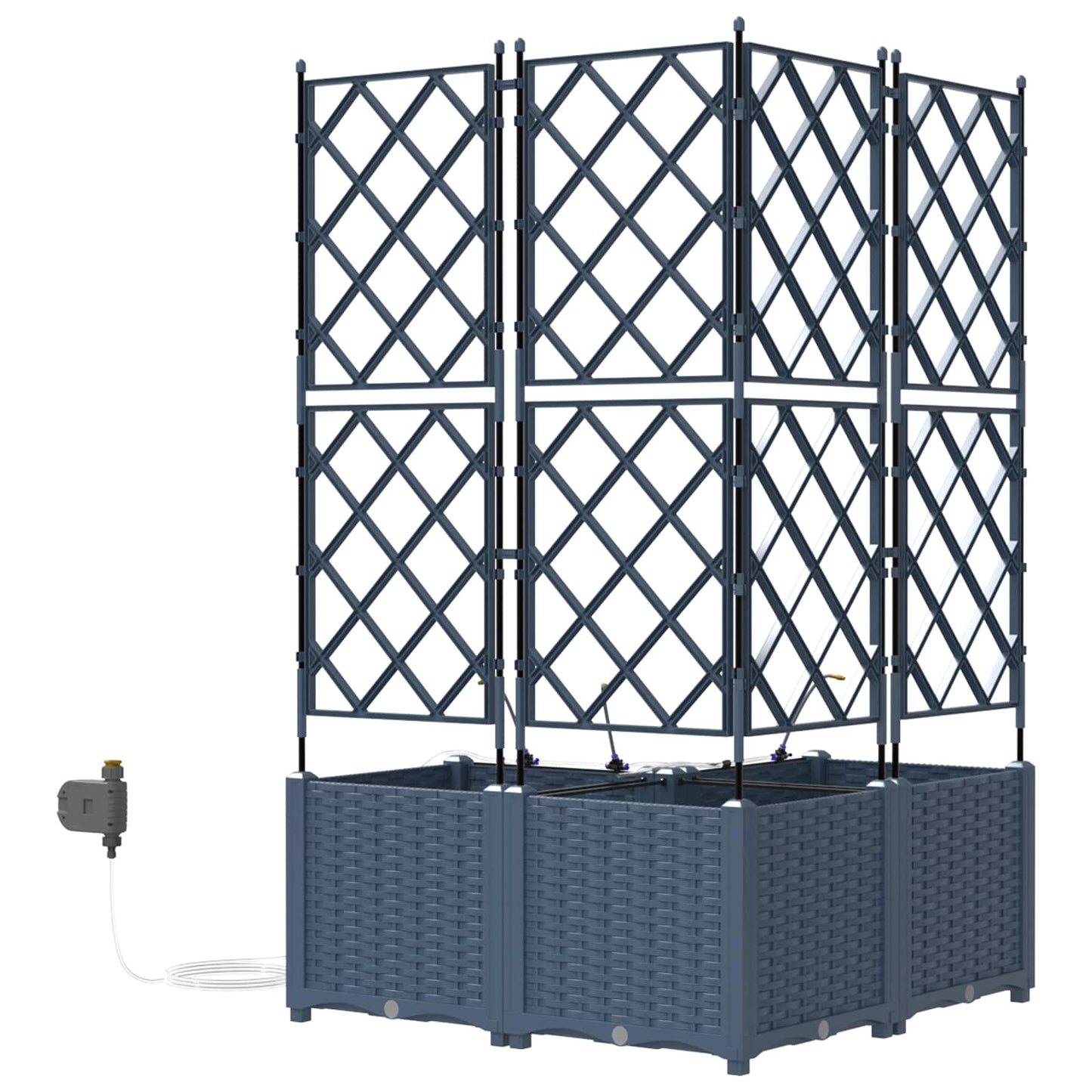 Trädgårdsspaljé Odlingslåda PP Grå 3 pcs 80 x 80 x 142 cm