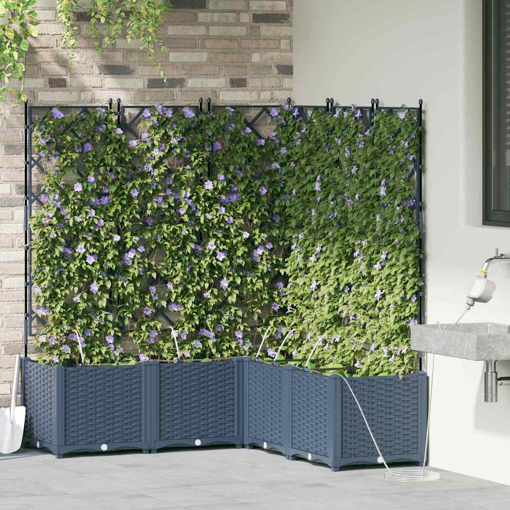 Trädgårdsspaljé Odlingslåda PP Grå 5 pcs Grå 120 x 120 x 142 cm