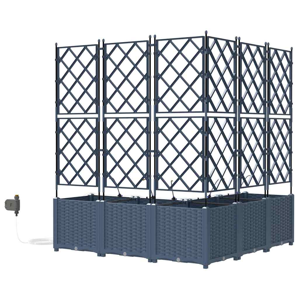 Trädgårdsspaljé Odlingslåda PP Grå 5 pcs Grå 120 x 120 x 142 cm