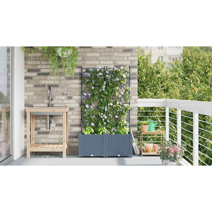 Trädgårdsspaljé Odlingslåda PP Grå 2 pcs Ljusgrå 80 x 40 x 143 cm