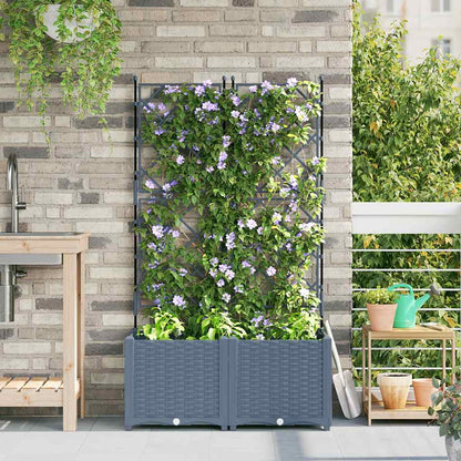 Trädgårdsspaljé Odlingslåda PP Grå 2 pcs Ljusgrå 80 x 40 x 143 cm