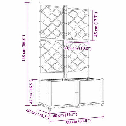 Trädgårdsspaljé Odlingslåda PP Grå 2 pcs Ljusgrå 80 x 40 x 143 cm