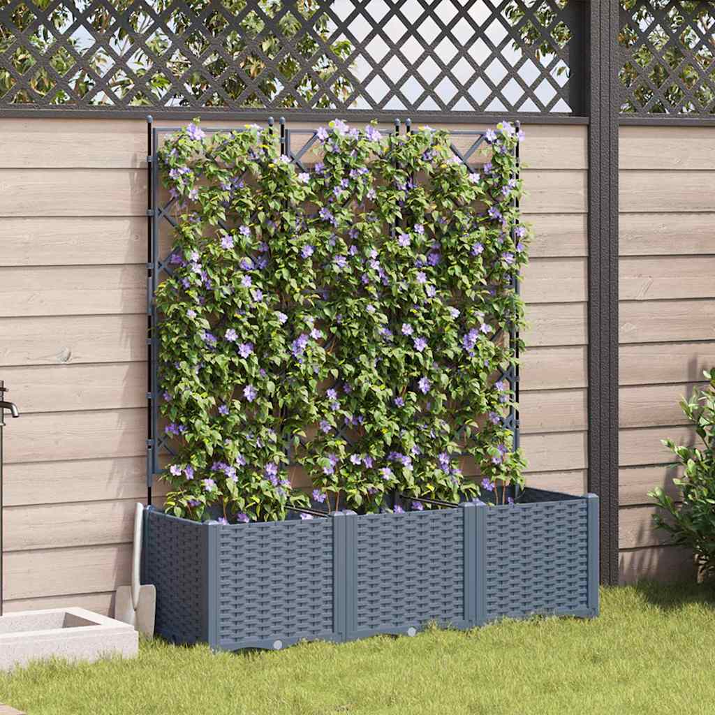 Trädgårdsspaljé Odlingslåda PP Grå 3 pcs 120 x 40 x 143 cm