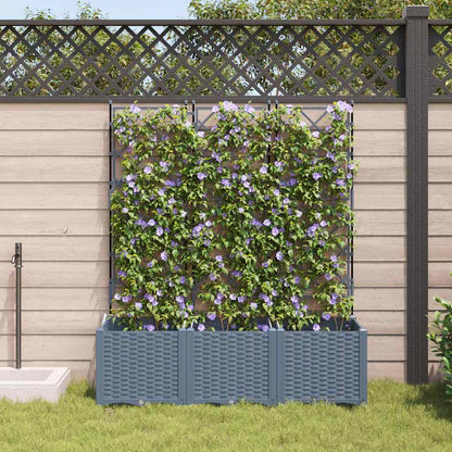 Trädgårdsspaljé Odlingslåda PP Grå 3 pcs 120 x 40 x 143 cm