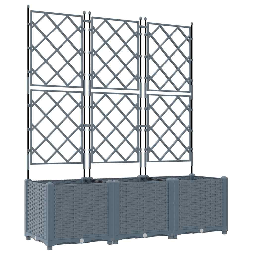 Trädgårdsspaljé Odlingslåda PP Grå 3 pcs 120 x 40 x 143 cm