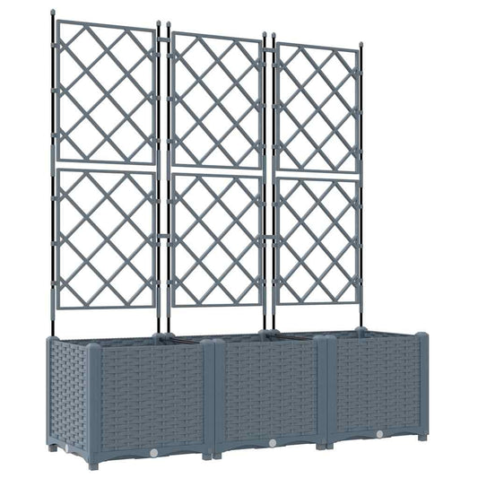 Trädgårdsspaljé Odlingslåda PP Grå 3 pcs 120 x 40 x 143 cm