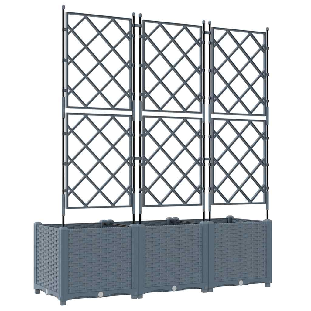 Trädgårdsspaljé Odlingslåda PP Grå 3 pcs 120 x 40 x 143 cm