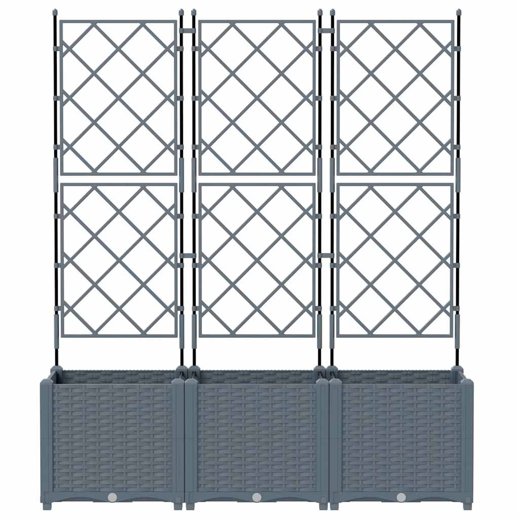 Trädgårdsspaljé Odlingslåda PP Grå 3 pcs 120 x 40 x 143 cm