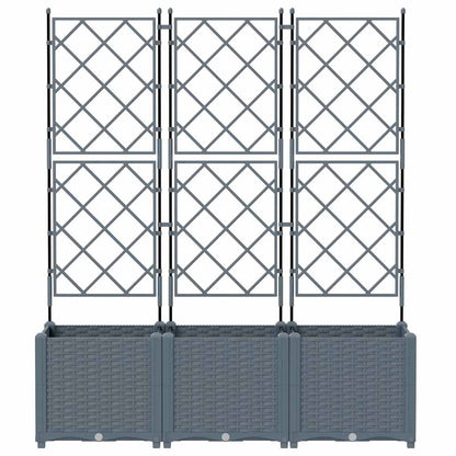 Trädgårdsspaljé Odlingslåda PP Grå 3 pcs 120 x 40 x 143 cm