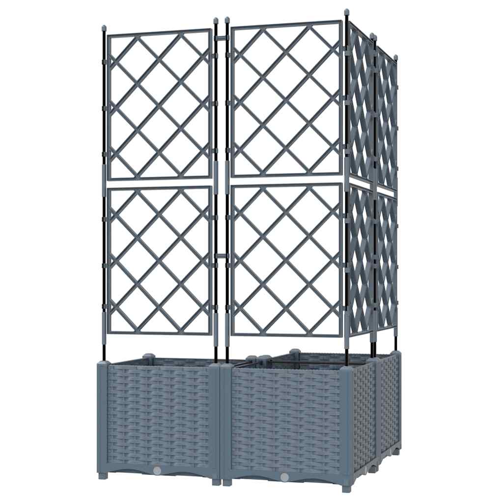 Trädgårdsspaljé Odlingslåda PP Grå 3 pcs 80 x 80 x 143 cm