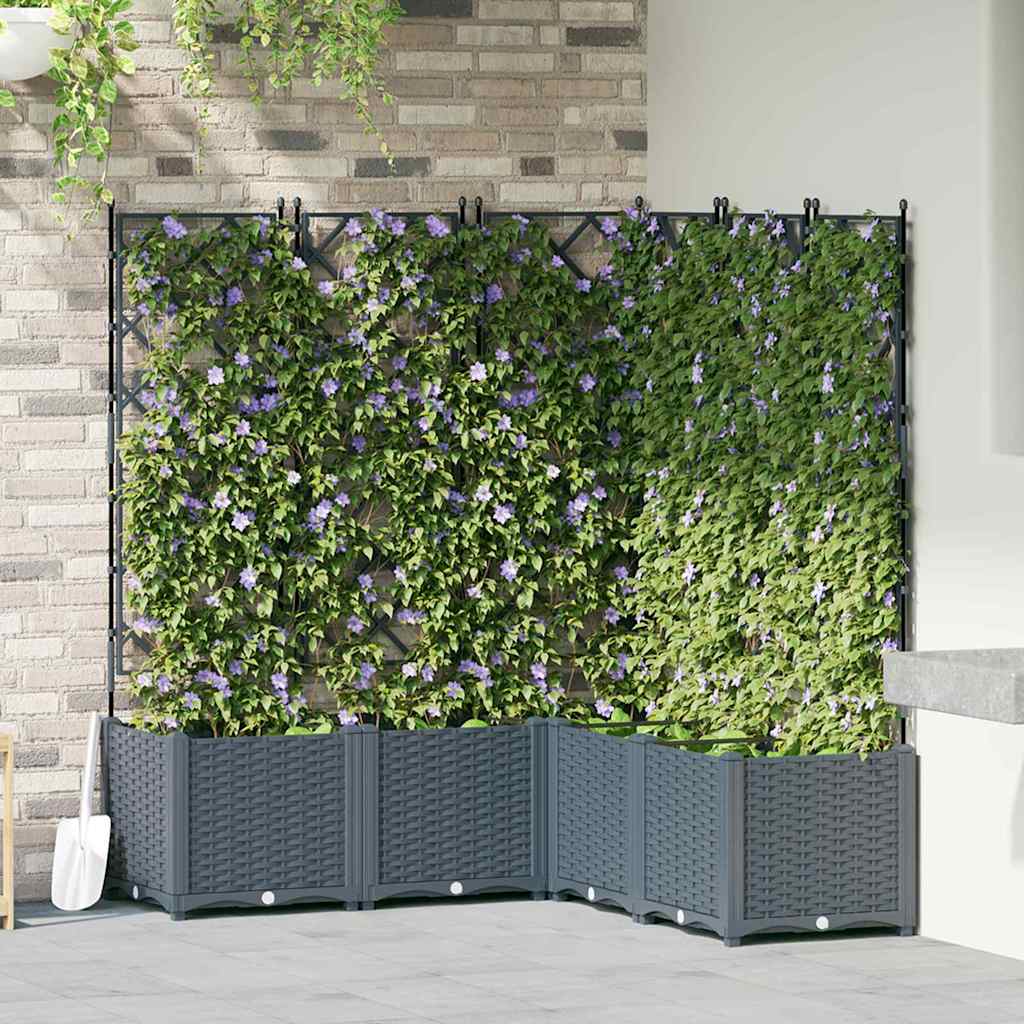 Trädgårdsspaljé Odlingslåda PP Grå 5 pcs 120 x 120 x 143 cm