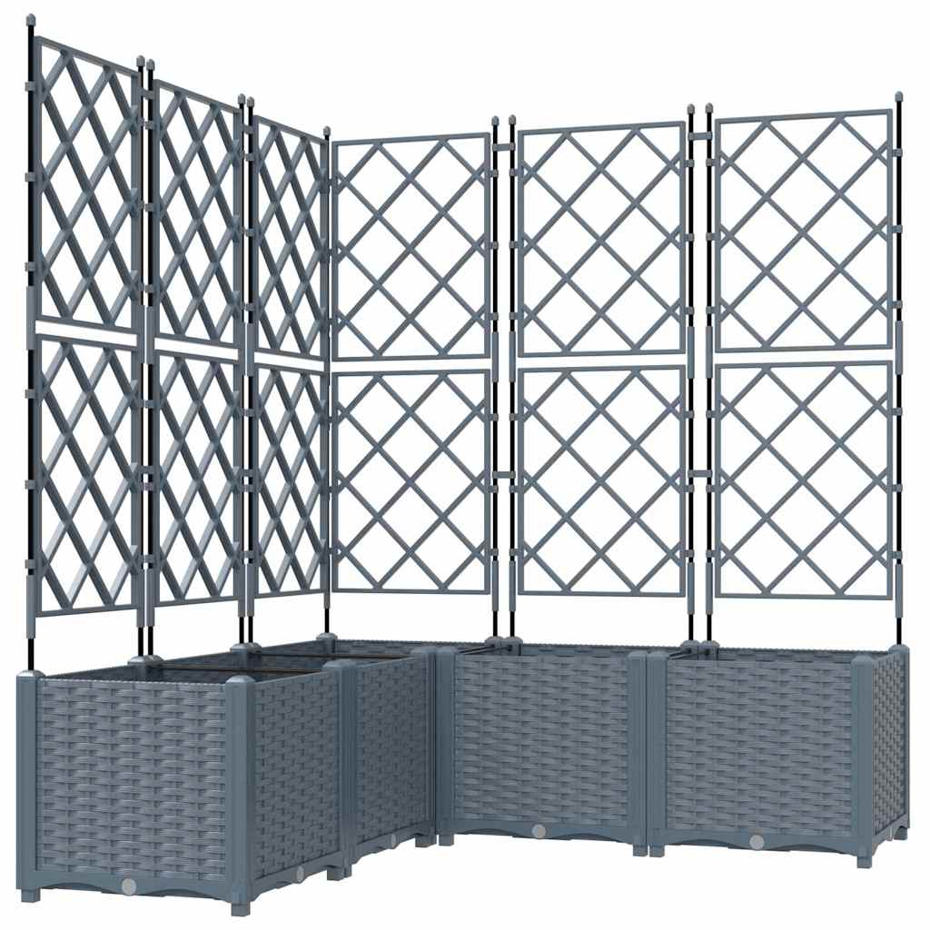 Trädgårdsspaljé Odlingslåda PP Grå 5 pcs 120 x 120 x 143 cm