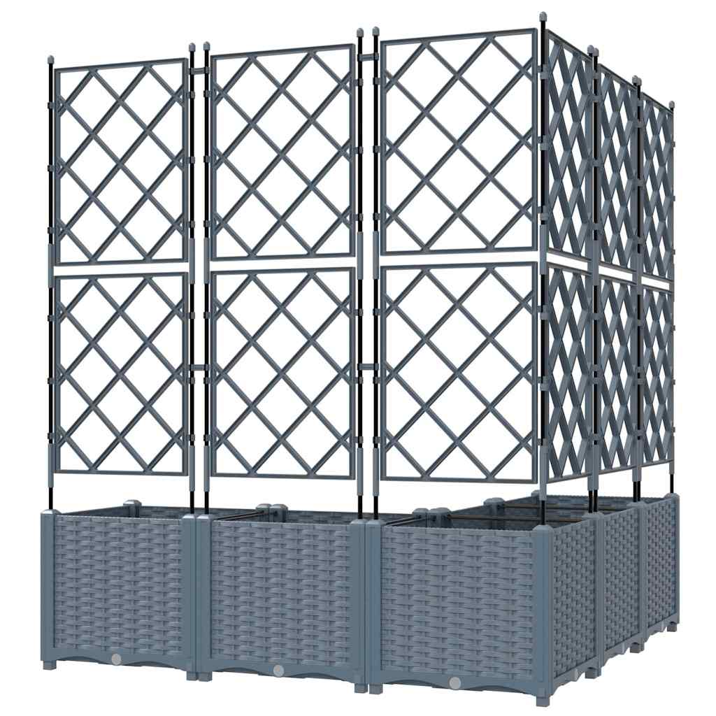 Trädgårdsspaljé Odlingslåda PP Grå 5 pcs 120 x 120 x 143 cm