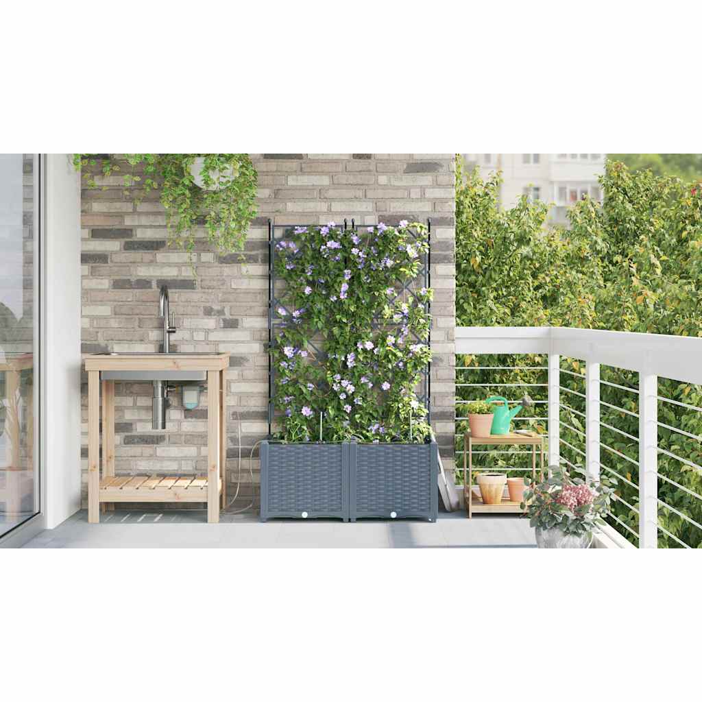 Trädgårdsspaljé Odlingslåda PP Grå 2 pcs Ljusgrå 80 x 40 x 142 cm